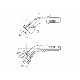 Hydraulická koncovka 6, 1/2" DKJ 45°